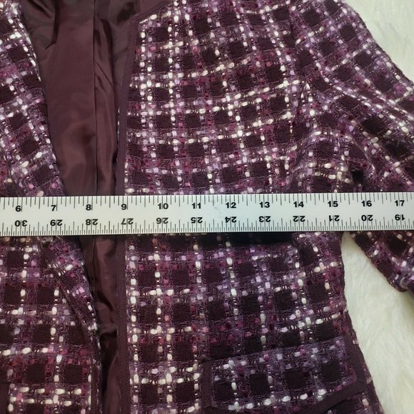 Ann Taylor Purple Tweed Open Blazer Acrylic WOOL - Picture 8 of 10